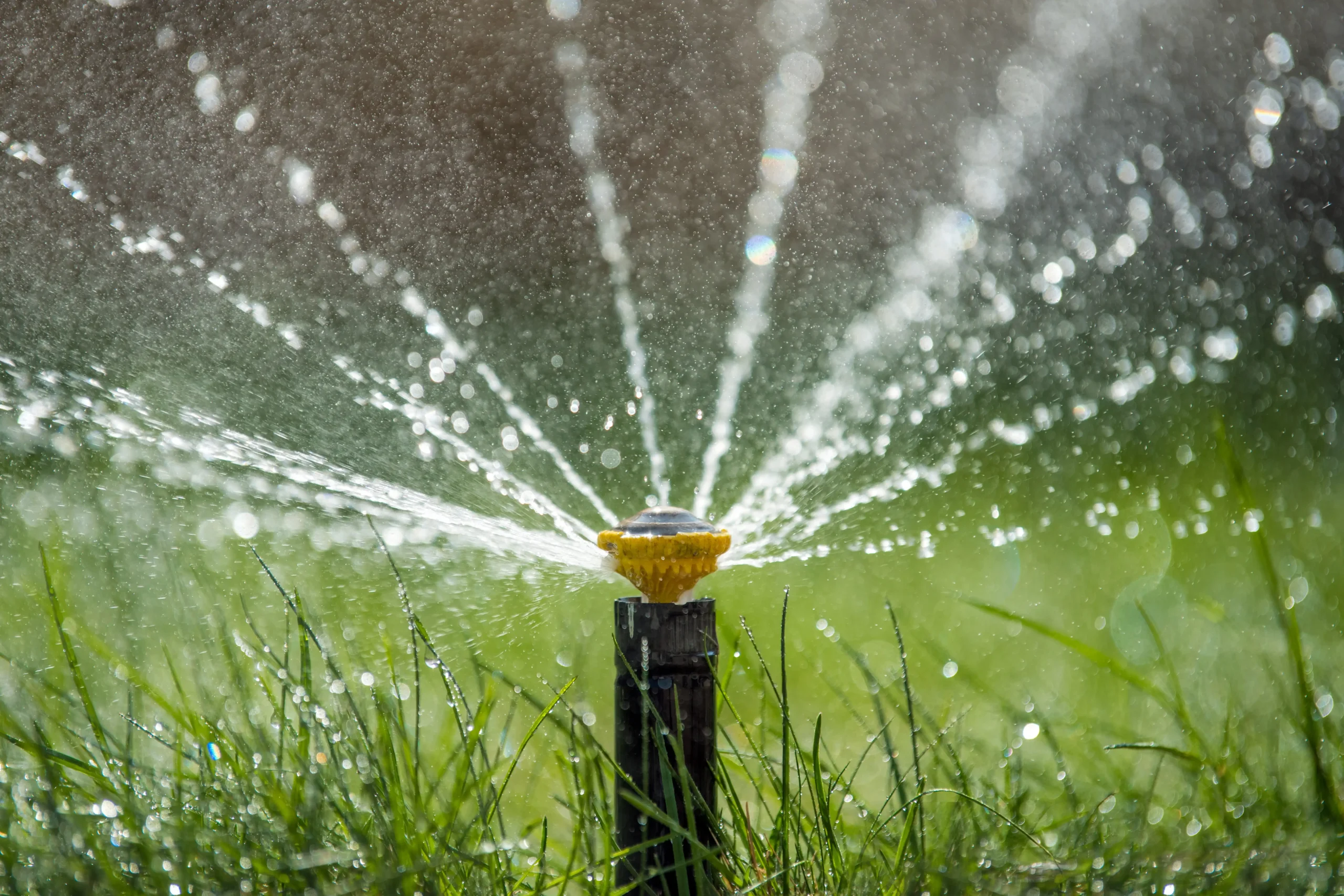 aspersor regando un campo en Ibiza